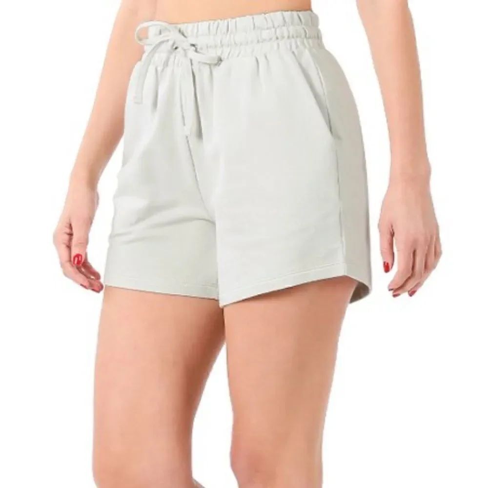 ASOS Design Light Gray Linen Blend High Rise Drawstring Waist Shorts Size XL